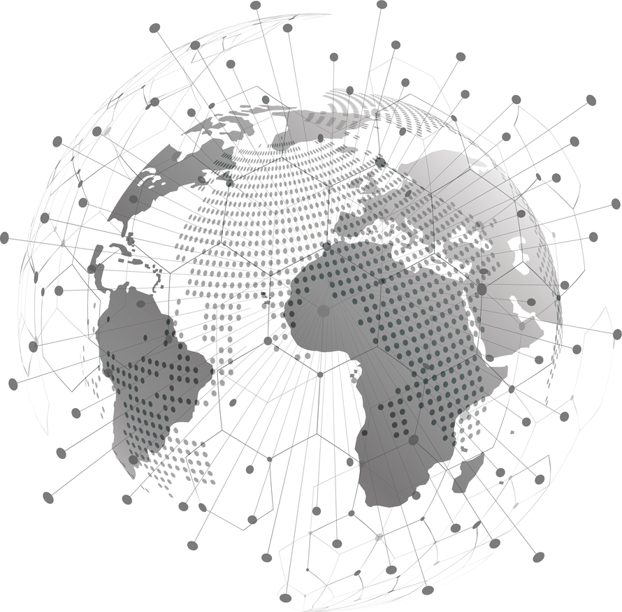 Global network connection. World map point and line